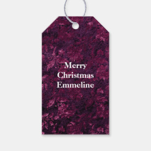 Étiquettes-cadeau Faux Velvet Floral Bourgogne