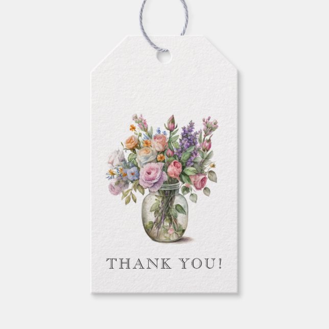 Étiquettes-cadeau Faveur d'anniversaire 70 ans à l'aquarelle florale (Devant)