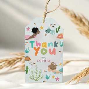 Étiquettes-cadeau Faveur d'anniversaire de sirène pour filles Two th