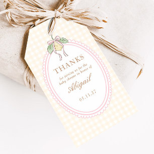 Étiquettes-cadeau Faveur de Baby Shower en forme d'arc de citron ros