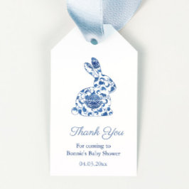 Étiquettes-cadeau Faveur de Baby Shower Lapin Bleu Et Blanc Aquarell