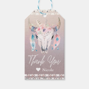 Étiquettes-cadeau Faveur de fête Crâne de vache Floral Boho Glam Rus