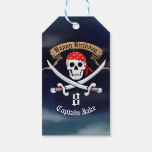 Étiquettes-cadeau Faveur de fête d'anniversaire de pirate Jolly Roge