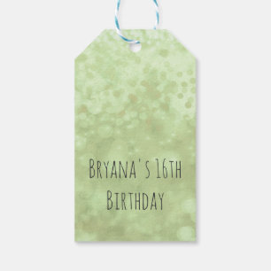 Étiquettes-cadeau Faveur de fête d'anniversaire pailletée vert citro