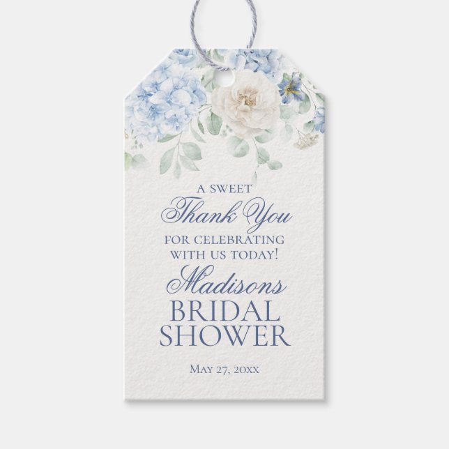 Étiquettes-cadeau Faveur de Fête de Mariée Fleurie Hydrangea Quelque (Devant)