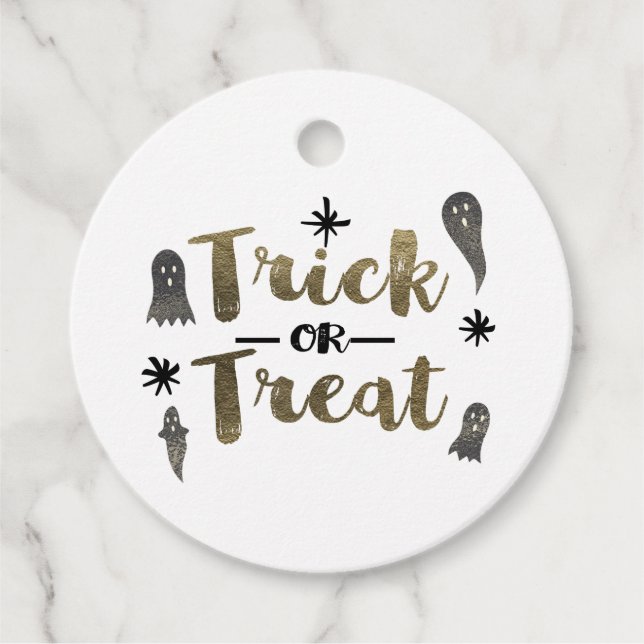 Étiquettes Cadeau Faveur de fête Halloween Chic fantôme ou traité (Devant)