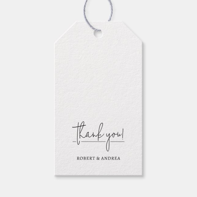 Étiquettes-cadeau Faveur de mariage blanc moderne (Devant)