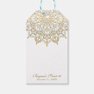 Étiquettes-cadeau Faveur de mariage moderne classe Mandala d'or