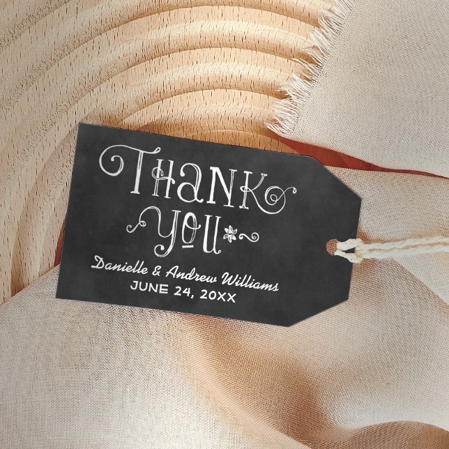 Étiquettes-cadeau Faveur de mariage Monogramme Merci Tableau Noir Ru (Créateur téléchargé)