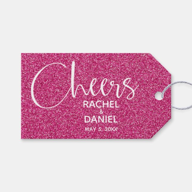 Étiquettes-cadeau Faveur de mariage rose (Devant (Horizontal))