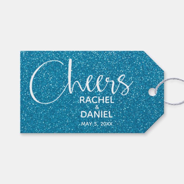 Étiquettes-cadeau Faveur de mariage turquoise (Devant (Horizontal))