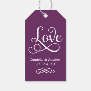 Étiquettes-cadeau Faveur de monogramme élégant en calligraphie viole