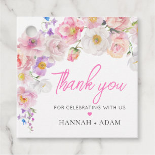 Étiquettes Cadeau Faveur de remerciement florale rose Eloise