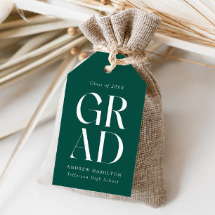 Étiquettes-cadeau Faveur de Remise des Diplômes Vert Moderne Empilé