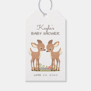 Étiquettes-cadeau Faveur douce de bébé de jumeau de cerfs communs 