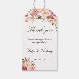 Étiquettes-cadeau Faveur florale aquarelle rose rougeâtre