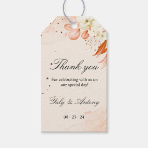 Étiquettes-cadeau Faveur Florale Céleste Orange Pêche
