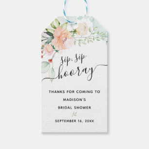 Étiquettes-cadeau Faveur Florale Sip Sip Hourra pour la Mariée