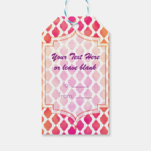 Étiquettes-cadeau Faveur personnalisée moderne marocaine rose et ora