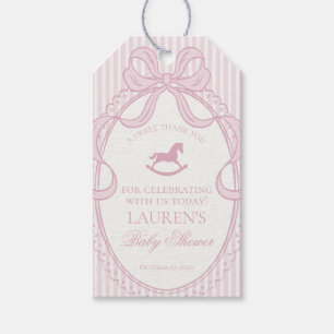 Étiquettes-cadeau Faveurs de Baby Shower Cheval à Bascule Ruban Coqu