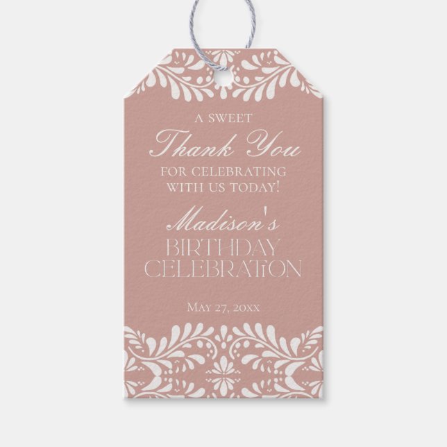 Étiquettes-cadeau Faveurs de fête d'anniversaire avec carreaux de Ta (Devant)