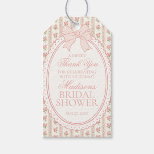 Étiquettes-cadeau Faveurs de mariage fleuries fantaisie pêche et bei