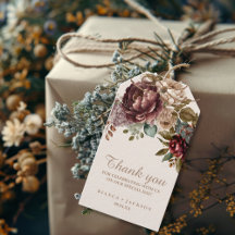 Favor de mariage floral aquarelle Bourgogne ivoire