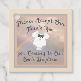 Étiquettes Cadeau Favor Tag for Son's Baptism with Rainbow