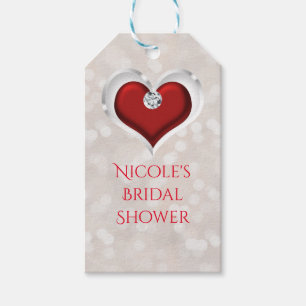 Étiquettes-cadeau Favori de cœur glamour Saint-Valentin rouge bokeh
