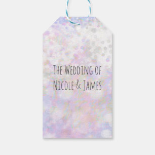 Étiquettes-cadeau Favori de fête de mariage pailleté blanc irisé Gla