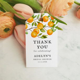 Étiquettes-cadeau Favori de fruits orange pour la douche de mariage 