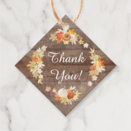 Étiquettes Cadeau Favori de Mariage Champêtre avec Feuilles d'Automn