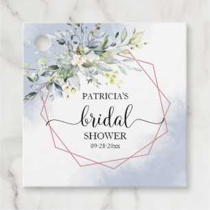 Étiquettes Cadeau Favori de mariage géométrique verdure bleu poussié
