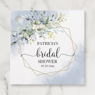 Étiquettes Cadeau Favori de mariage géométrique verdure bleu poussié