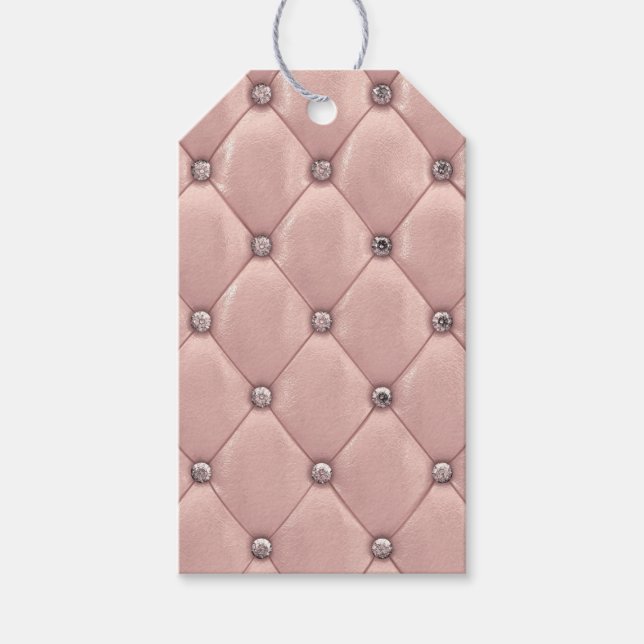 Étiquettes-cadeau Favori en cuir métallique poli rose pâle élégant (Devant)