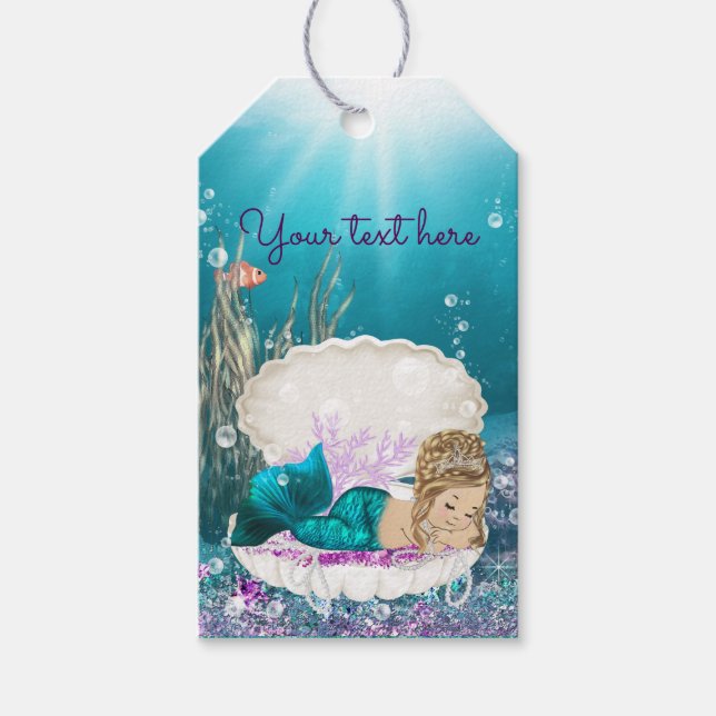 Étiquettes-cadeau Favorise le Baby shower de sirène (Devant)