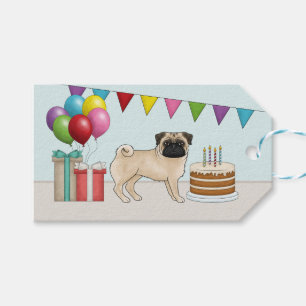Étiquettes-cadeau Fawn Pug Dog Mops Chien Joyeux Anniversaire
