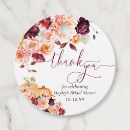 Étiquettes Cadeau Faye Bourgogne Automne Floral Merci