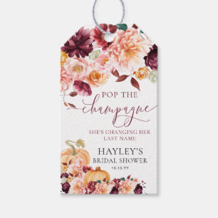 Étiquettes-cadeau Faye Burgundy Automne Floral Pop Le Champagne