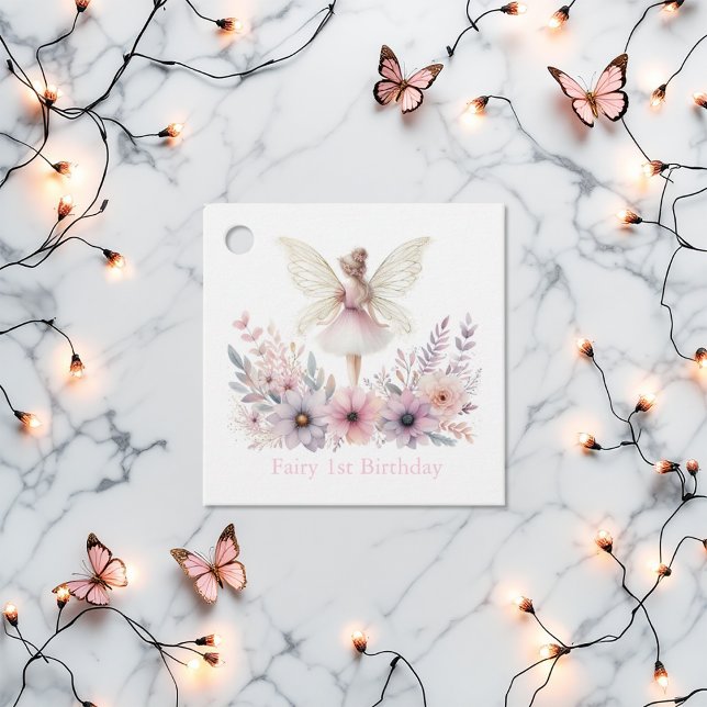 Étiquettes Cadeau Fée 1er anniversaire (Fairy 1st Birthday Favor Tags)