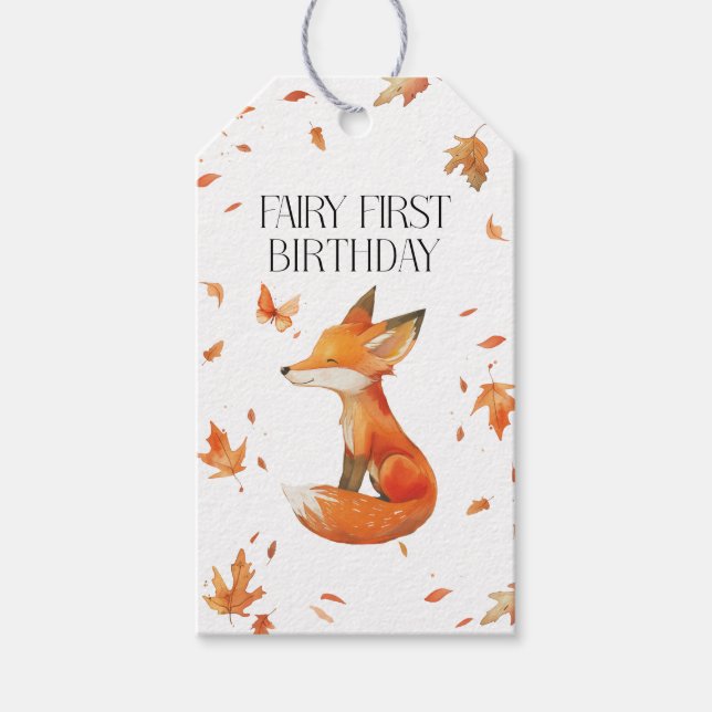 Étiquettes-cadeau Fée d'automne premier Merci d'anniversaire avec re (Devant)