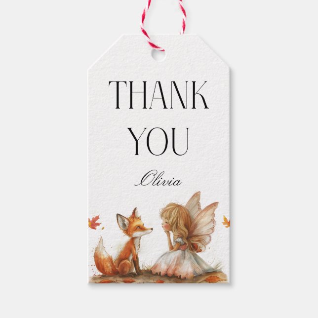Étiquettes-cadeau Fée d'automne premier Merci d'anniversaire avec re (Devant)