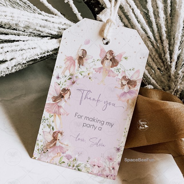 Étiquettes-cadeau Fée fête d'anniversaire (fairy birthday invitation, gift tag,garden boho birthday invite, pink fairy birthday invite, enchant)