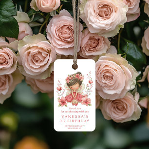 Étiquettes-cadeau Fée Fille 1er Anniversaire Magique Rose Floral Fav