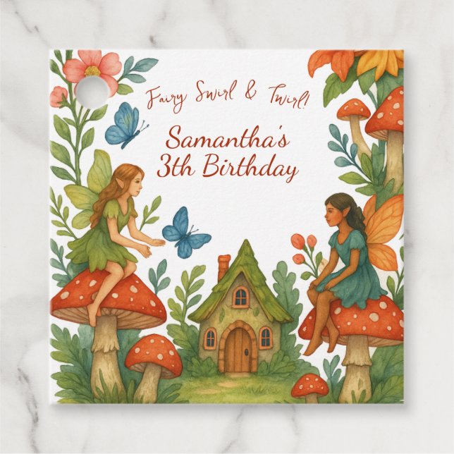 Étiquettes Cadeau Fée magique sauvage Jardin fête d'anniversaire - (Devant)