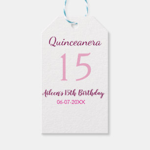 Étiquettes-cadeau Fée rose 15e anniversaire simple moder quinceanera
