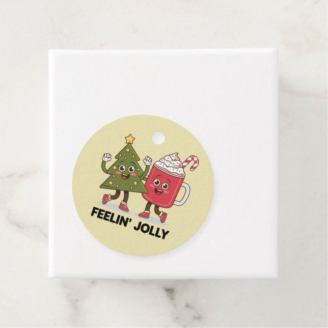 Étiquettes Cadeau Feelin Jolly Noël Arbre café Lover hiver (En situation)