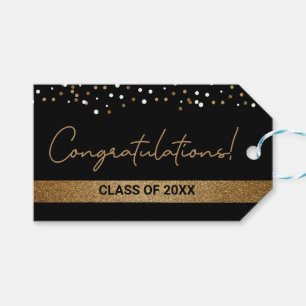 Étiquettes-cadeau Félicitations Classe d'or personnalisé noir Grad