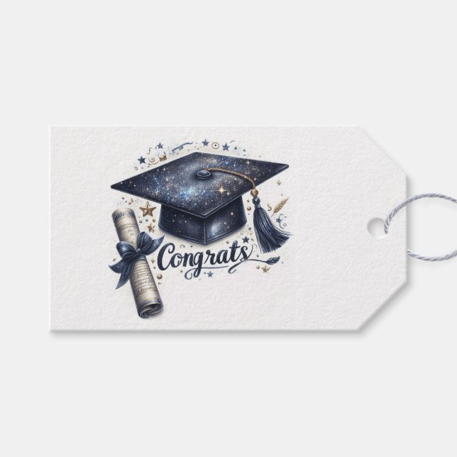 Étiquettes-cadeau Félicitations Diplômé, Diplôme et Diplôme (Devant (Horizontal))