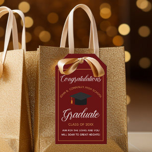 Étiquettes-cadeau Félicitations Diplômé Red Gold 2023 Graduation
